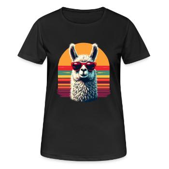 Lunettes de soleil rétro alpaga lama bande dessinée Andes Cool - T-shirt respirant Femme - noir - Devant - AI Model Female 172 light (172cm)