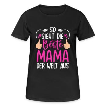 So Sieht Die Beste Mama Der Welt Aus - Frauen T-Shirt atmungsaktiv - Schwarz - Vorne - AI Model Female 172 light (172cm)