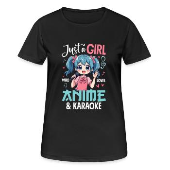 Juste une fille qui aime l’anime et le karaoké - T-shirt respirant Femme - noir - Devant - AI Model Female 172 light (172cm)