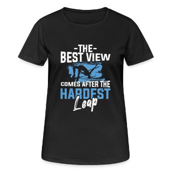 Hochsprung Best View After Hardest Leap - Frauen T-Shirt atmungsaktiv - Schwarz - Vorne - AI Model Female 172 light (172cm)