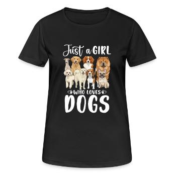 Just a Girl Who Loves Dogs - Frauen T-Shirt atmungsaktiv - Schwarz - Vorne - AI Model Female 172 light (172cm)