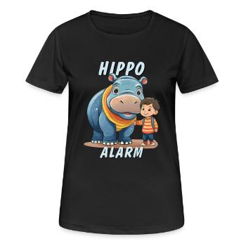 ALARME HIPPOPOTAME ENFANT - T-shirt respirant Femme - noir - Devant - AI Model Female 172 light (172cm)