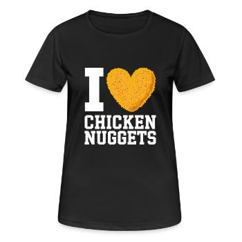 J’adore les pépites de poulet Fan de restauration rapide Burger frites - T-shirt respirant Femme - noir - Devant - AI Model Female 172 light (172cm)