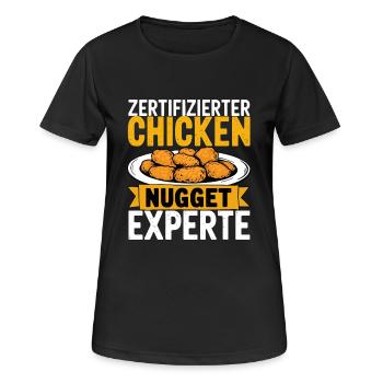 Chicken Nugget Experte Dino Lieblingsessen Burger - Frauen T-Shirt atmungsaktiv - Schwarz - Vorne - AI Model Female 172 light (172cm)