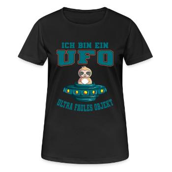 Ich Bin Ein UFO Ultra Faules Objekt Faultier Alien - Frauen T-Shirt atmungsaktiv - Schwarz - Vorne - AI Model Female 172 light (172cm)