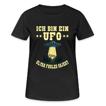 Ich Bin Ein UFO Ultra Faules Objekt Faultier Alien - Frauen T-Shirt atmungsaktiv - Schwarz - Vorne - AI Model Female 172 light (172cm)