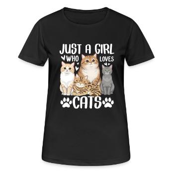 Juste une fille qui aime les chats - T-shirt respirant Femme - noir - Devant - AI Model Female 172 light (172cm)
