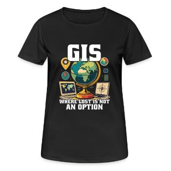 Systèmes d’information géographique - T-shirt respirant Femme - noir - Devant - AI Model Female 172 light (172cm)