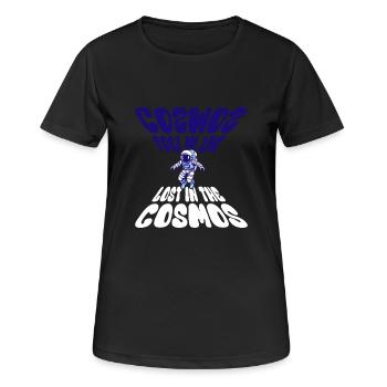 Lost in the Cosmos - Astronaut - Weltall - Frauen T-Shirt atmungsaktiv - Schwarz - Vorne - AI Model Female 172 light (172cm)
