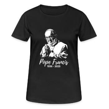 Le pape François croise les mains et prie - T-shirt respirant Femme - noir - Devant - AI Model Female 172 light (172cm)