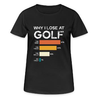 Pourquoi je perds au golf - Chart-humor - T-shirt respirant Femme - noir - Devant - AI Model Female 172 light (172cm)