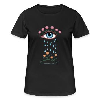 Tear Eye and Roses Blooming Poetry - Women's Breathable T-Shirt - black - Front - AI Model Female 172 light (172cm)