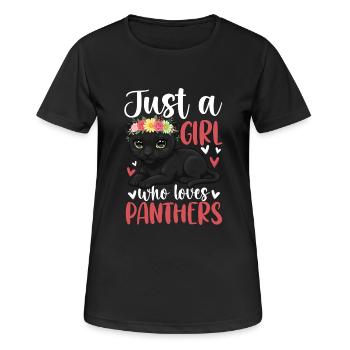 Just a Girl Who Loves Panthers - Frauen T-Shirt atmungsaktiv - Schwarz - Vorne - AI Model Female 172 light (172cm)