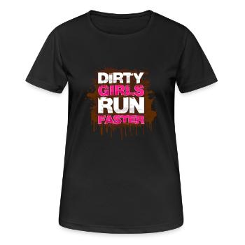 Dirty girls run faster Schlammlauf Mud Muddy Race - Women's Breathable T-Shirt - black - Front - AI Model Female 172 light (172cm)