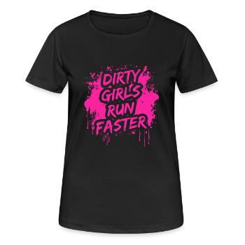 Dirty girls run faster Schlammlauf Mud Muddy Race - Women's Breathable T-Shirt - black - Front - AI Model Female 172 light (172cm)