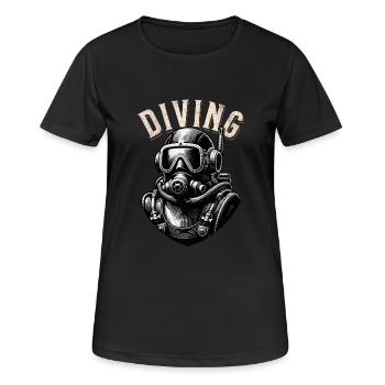 Diving - Frauen T-Shirt atmungsaktiv - Schwarz - Vorne - AI Model Female 172 light (172cm)