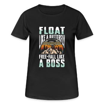 Schwebe Wie Ein Schmetterling, Freier Fall Wie - Frauen T-Shirt atmungsaktiv - Schwarz - Vorne - AI Model Female 172 light (172cm)