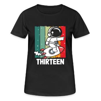 Astronaute fusée treize design rétro - T-shirt respirant Femme - noir - Devant - AI Model Female 172 light (172cm)
