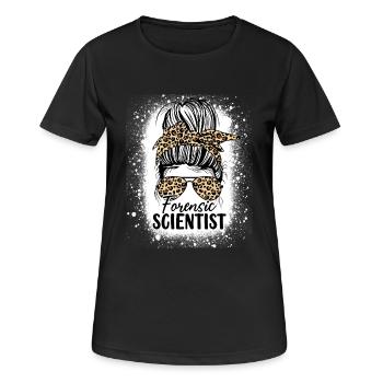 Forensic Scientist Messy Bun Funny Forensics - Women's Breathable T-Shirt - black - Front - AI Model Female 172 light (172cm)