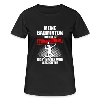 Meine Badminton Technik Federball Badmintonspieler - Frauen T-Shirt atmungsaktiv - Schwarz - Vorne - AI Model Female 172 light (172cm)