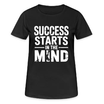 Le succès commence dans l’ Motivation de l’entrepreneur - T-shirt respirant Femme - noir - Devant - AI Model Female 172 light (172cm)