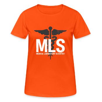 Scientifique de laboratoire médical Funny MLS Lab - T-shirt respirant Femme - orange néon - Devant - AI Model Female 172 dark (172cm)