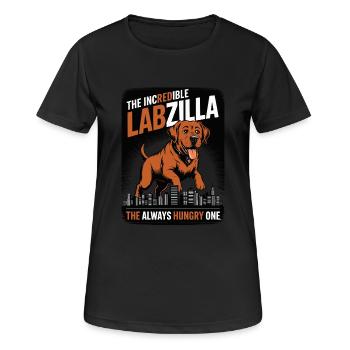 Labzilla – Foxred Labrador in Monster Mode - Women's Breathable T-Shirt - black - Front - AI Model Female 172 light (172cm)