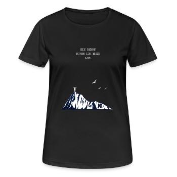 Wandern Minimalistisch - Frauen T-Shirt atmungsaktiv - Schwarz - Vorne - AI Model Female 172 light (172cm)