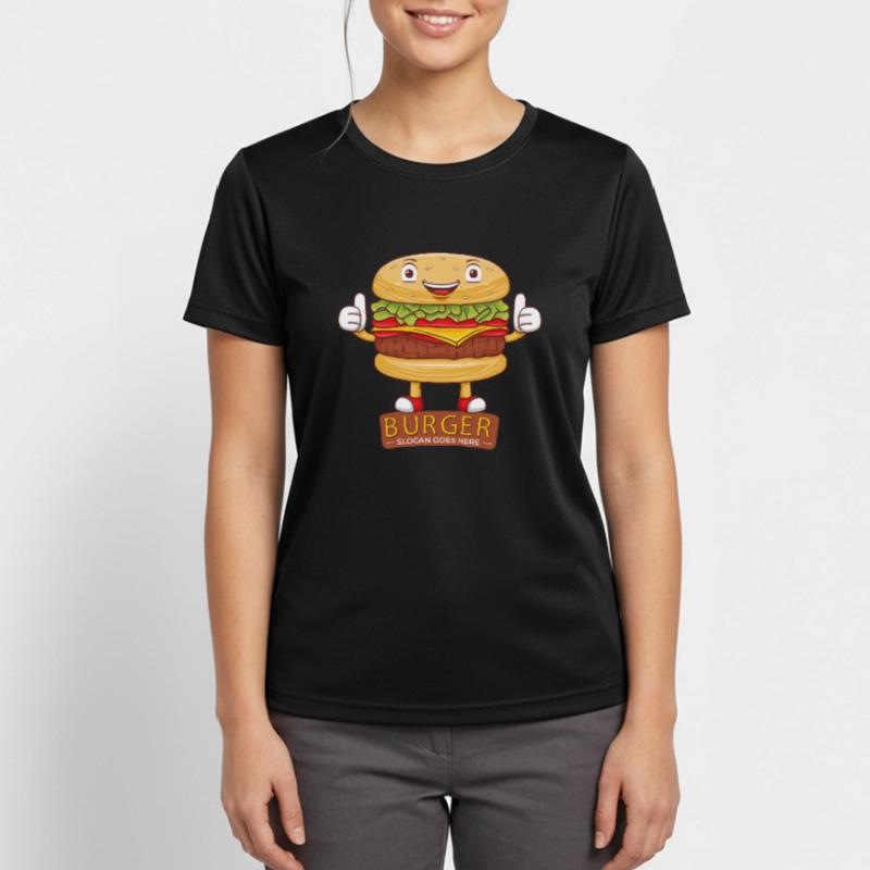 Mignon burger dessin animé art T-shirt respirant Femme