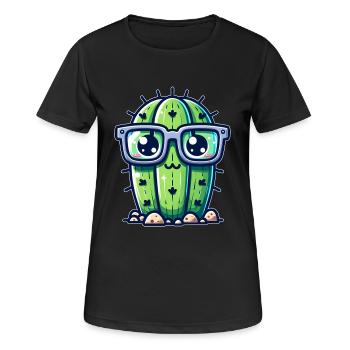 Cactus à lunettes - T-shirt respirant Femme - noir - Devant - AI Model Female 172 light (172cm)