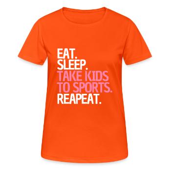Eltern Spruch Kinder Sport Humor - Frauen T-Shirt atmungsaktiv - Neonorange - Vorne - AI Model Female 172 dark (172cm)