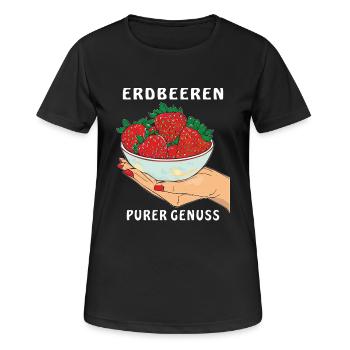 STRAWBERRIES HAND PURE ENJOYMENT - Women's Breathable T-Shirt - black - Front - AI Model Female 172 light (172cm)