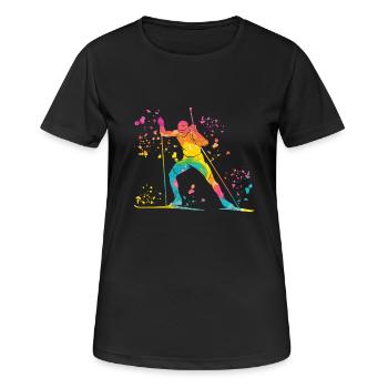 Biathlet Nordische Kombination Biathlon - Frauen T-Shirt atmungsaktiv - Schwarz - Vorne - AI Model Female 172 light (172cm)