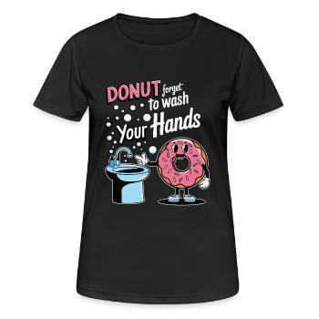 Donut : N’oubliez pas de vous laver les mains - T-shirt respirant Femme - noir - Devant - AI Model Female 172 light (172cm)