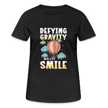 L’apesanteur avec le sourire : plus coloré - T-shirt respirant Femme - noir - Devant - AI Model Female 172 light (172cm)