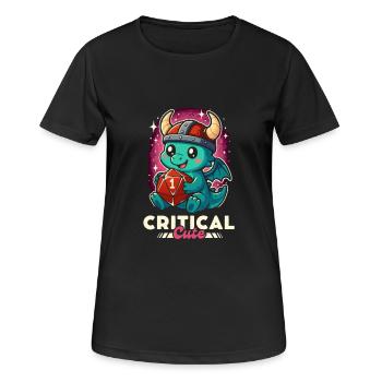 Dragon ds 20 kritisch niedlich - Frauen T-Shirt atmungsaktiv - Schwarz - Vorne - AI Model Female 172 light (172cm)
