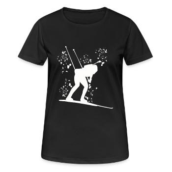 Biathlet Nordische Kombination Biathlon - Frauen T-Shirt atmungsaktiv - Schwarz - Vorne - AI Model Female 172 light (172cm)