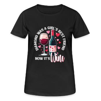 Valentinstag Diamond Was A Girls Best Friend Wein - Frauen T-Shirt atmungsaktiv - Schwarz - Vorne - AI Model Female 172 light (172cm)