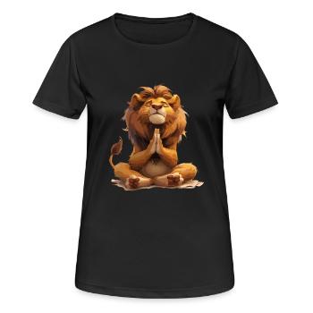 Méditer en Lion pour la sérénité et la force - T-shirt respirant Femme - noir - Devant - AI Model Female 172 light (172cm)