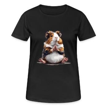 Meditierendes Meerschweinchen Yoga Entspannung - Frauen T-Shirt atmungsaktiv - Schwarz - Vorne - AI Model Female 172 light (172cm)