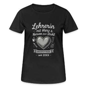 Attention strong teachers! It shows heart - Women's Breathable T-Shirt - black - Front - AI Model Female 172 light (172cm)