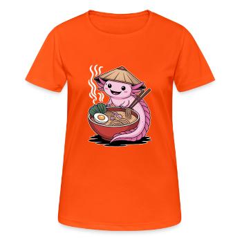 Ramen Axolotl Japanese Style - Women's Breathable T-Shirt - neon orange - Front - AI Model Female 172 dark (172cm)