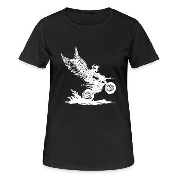 Geflügelter Dirtbike-Fahrer im Soaring Adventure - Frauen T-Shirt atmungsaktiv - Schwarz - Vorne - AI Model Female 172 light (172cm)