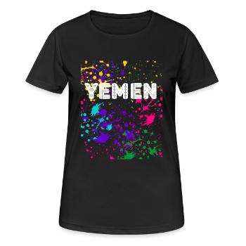 YEMEN splatter Design - Frauen T-Shirt atmungsaktiv - Schwarz - Vorne - AI Model Female 172 light (172cm)