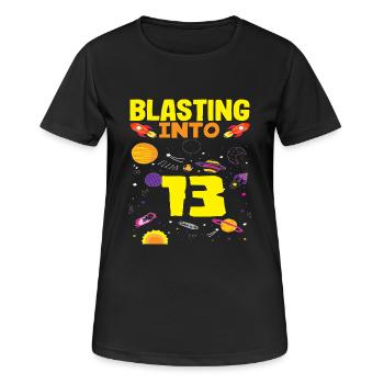 Aventure spatiale 13 ans - T-shirt respirant Femme - noir - Devant - AI Model Female 172 light (172cm)