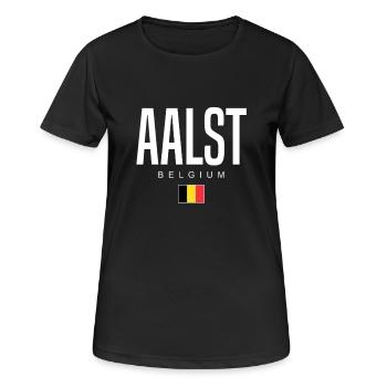 Aalst Belgien - Frauen T-Shirt atmungsaktiv - Schwarz - Vorne - AI Model Female 172 light (172cm)