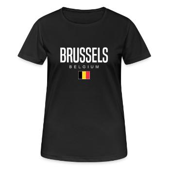 Bruxelles, Belgique - T-shirt respirant Femme - noir - Devant - AI Model Female 172 light (172cm)