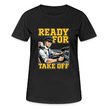 Flight Instructor Ready For Take Off Pilot School - Women's Breathable T-Shirt - black - Front - AI Model Female 172 light (172cm)