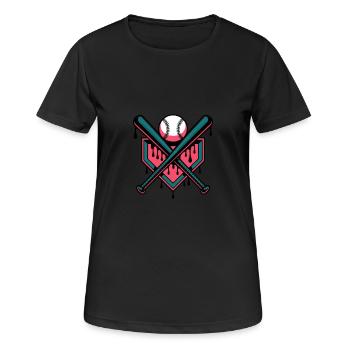 Baseball Batte de baseball - T-shirt respirant Femme - noir - Devant - AI Model Female 172 light (172cm)
