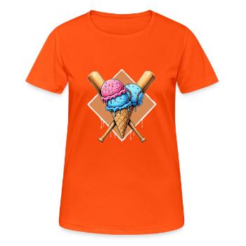 Baseball Batte de baseball - T-shirt respirant Femme - orange néon - Devant - AI Model Female 172 dark (172cm)